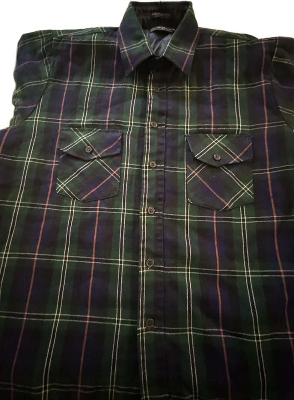 Van Heusen Winter Weights Plaid Quilted Lined Shirt Jacket Green/Blue